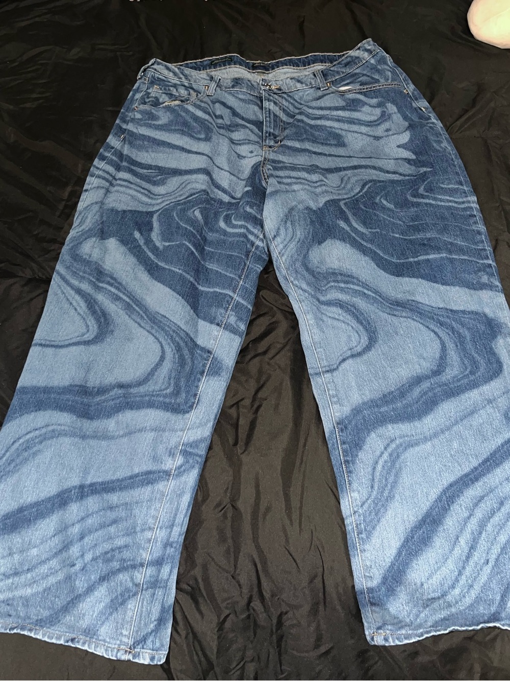 Blue Marble-Print Women’s Jeans